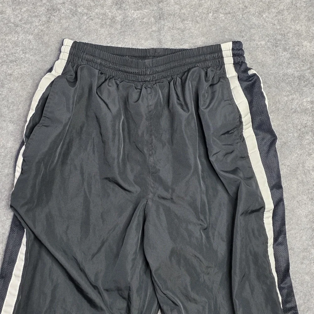 Reebok Pants‎ Mens Large Black Track Warm Up Athletic Side Stripe Zip Hem Lined
